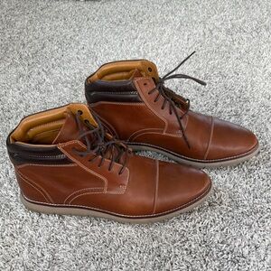Johnston & Murphy Tan and Dark Brown Leather Boots